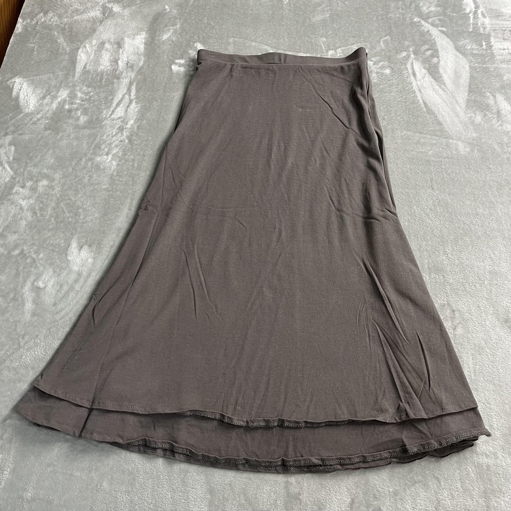 OGL Skirt Womens M Gray A Line Long Layered Hem Jersey Lightweight Casual